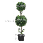2 Pack 36.1" Artificial Trees, Boxwood Topiary Ball Trees with Pot for Indoor, Outdoor, Home Office, Living Room, Green-Artificial Trees-DECOROLALA