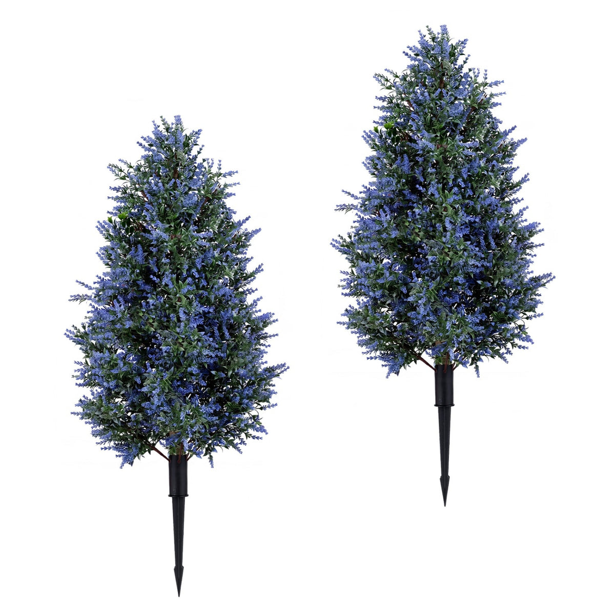 2 Pack 3.3 ft Artificial Lavender Topiary Trees with Ground Spikes for Indoor Outdoor-Artificial Plants-DECOROLALA