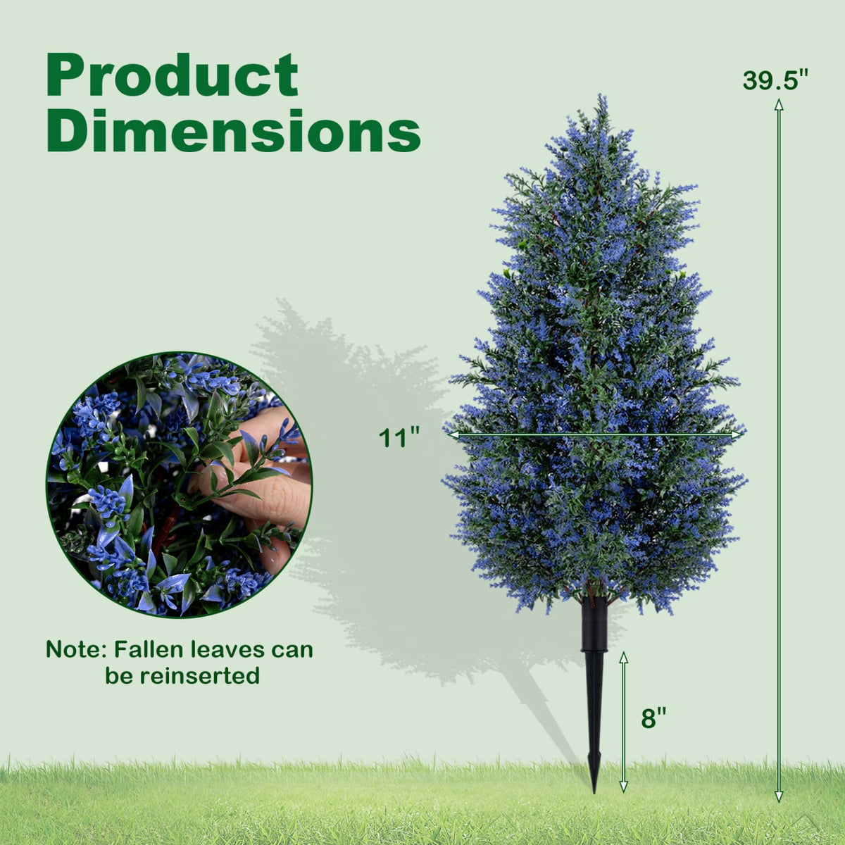 2 Pack 3.3 ft Artificial Lavender Topiary Trees with Ground Spikes for Indoor Outdoor-Artificial Plants-DECOROLALA
