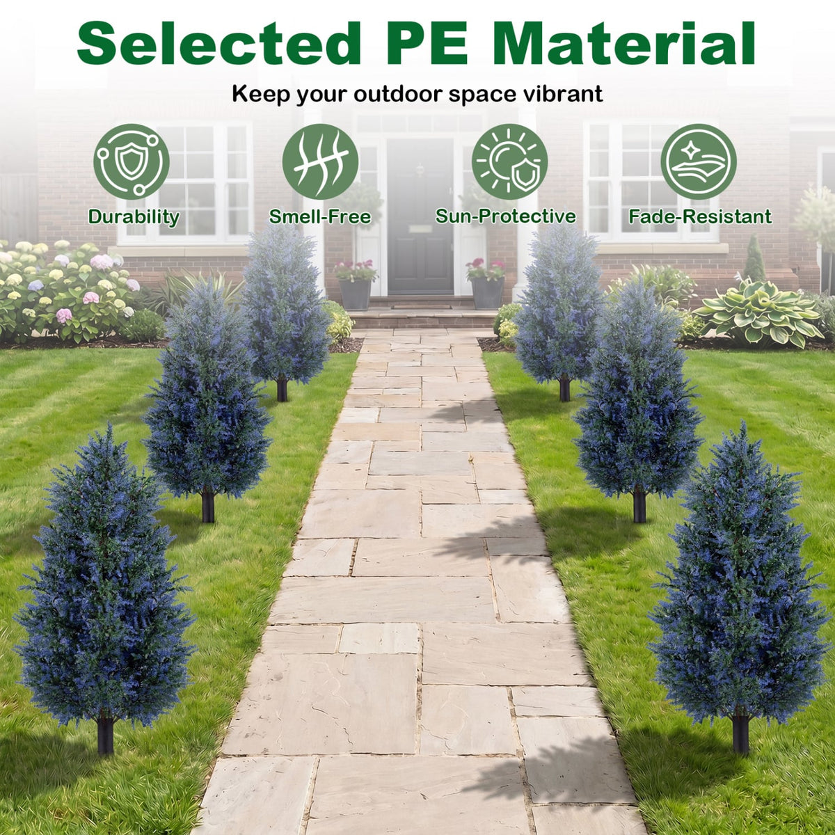 2 Pack 3.3 ft Artificial Lavender Topiary Trees with Ground Spikes for Indoor Outdoor-Artificial Plants-DECOROLALA