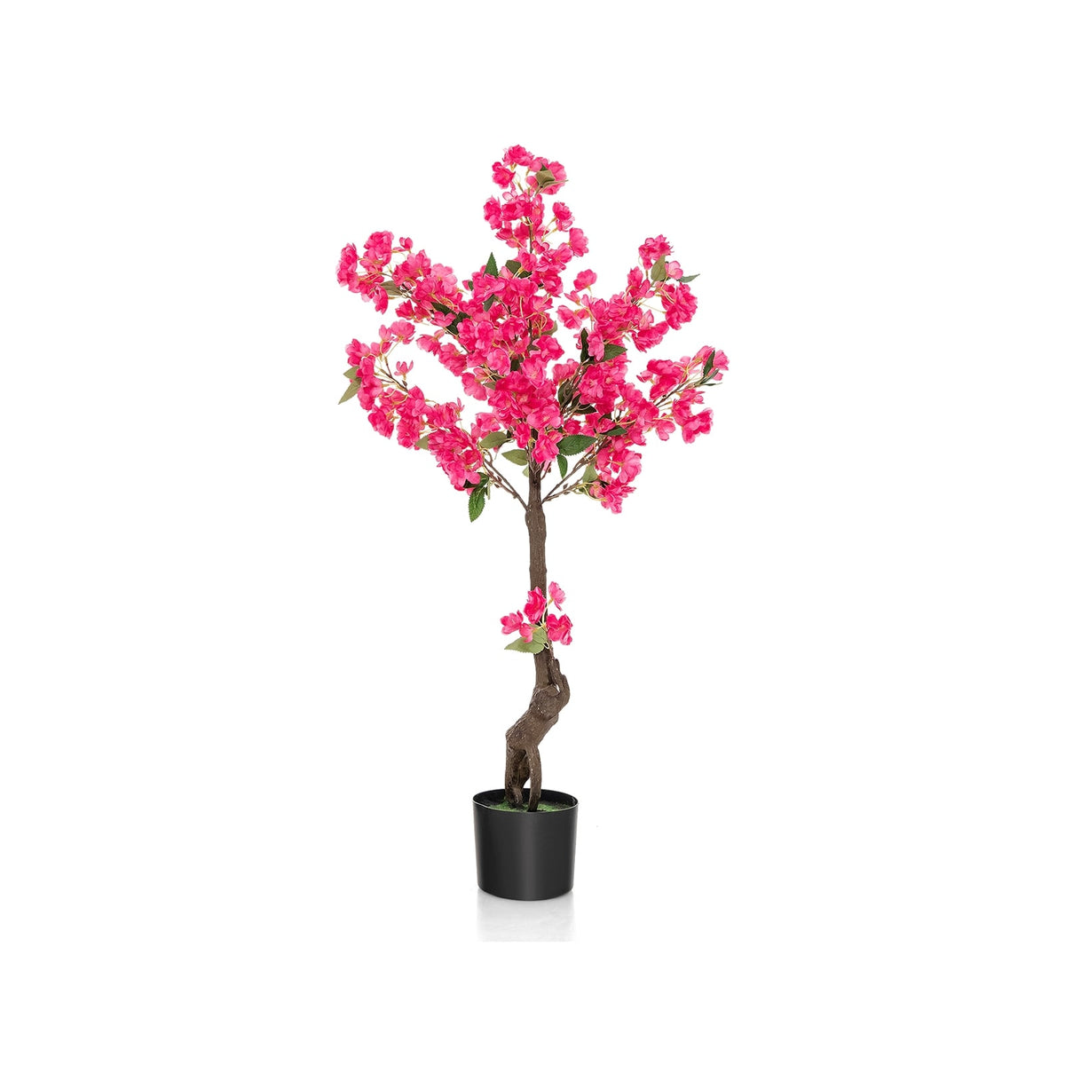 2 Pack 41 Inch Artificial Plum Blossom Tree Fake Floral Plant with 92 Flowers-Red-Artificial Plants-DECOROLALA
