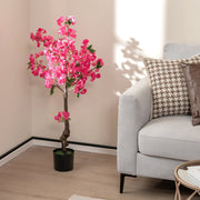 2 Pack 41 Inch Artificial Plum Blossom Tree Fake Floral Plant with 92 Flowers-Red-Artificial Plants-DECOROLALA