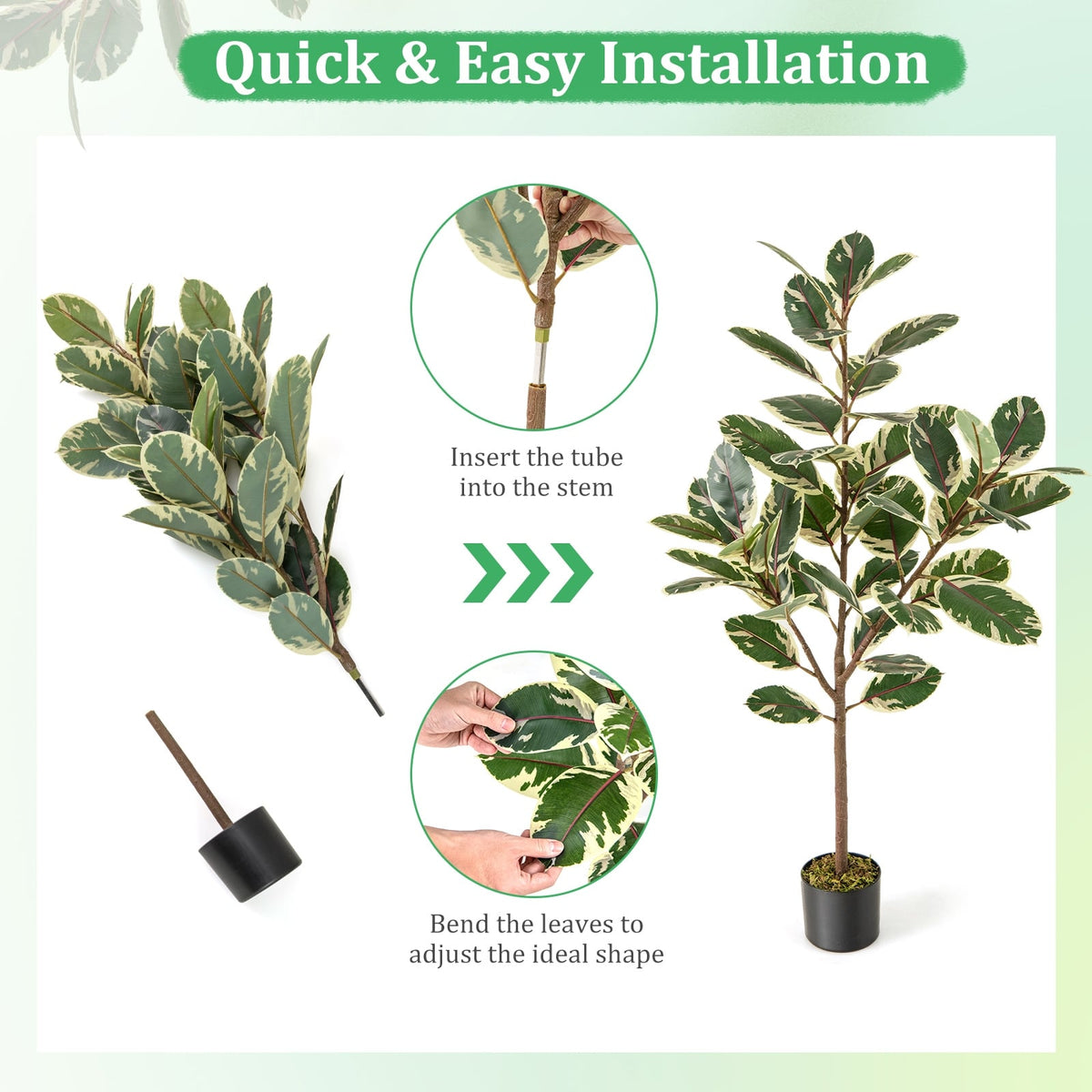 2 Pack 4.3 Feet Tall Artificial Bird of Paradise Plant Fake Banana Leaf-Green-Artificial Plants-DECOROLALA