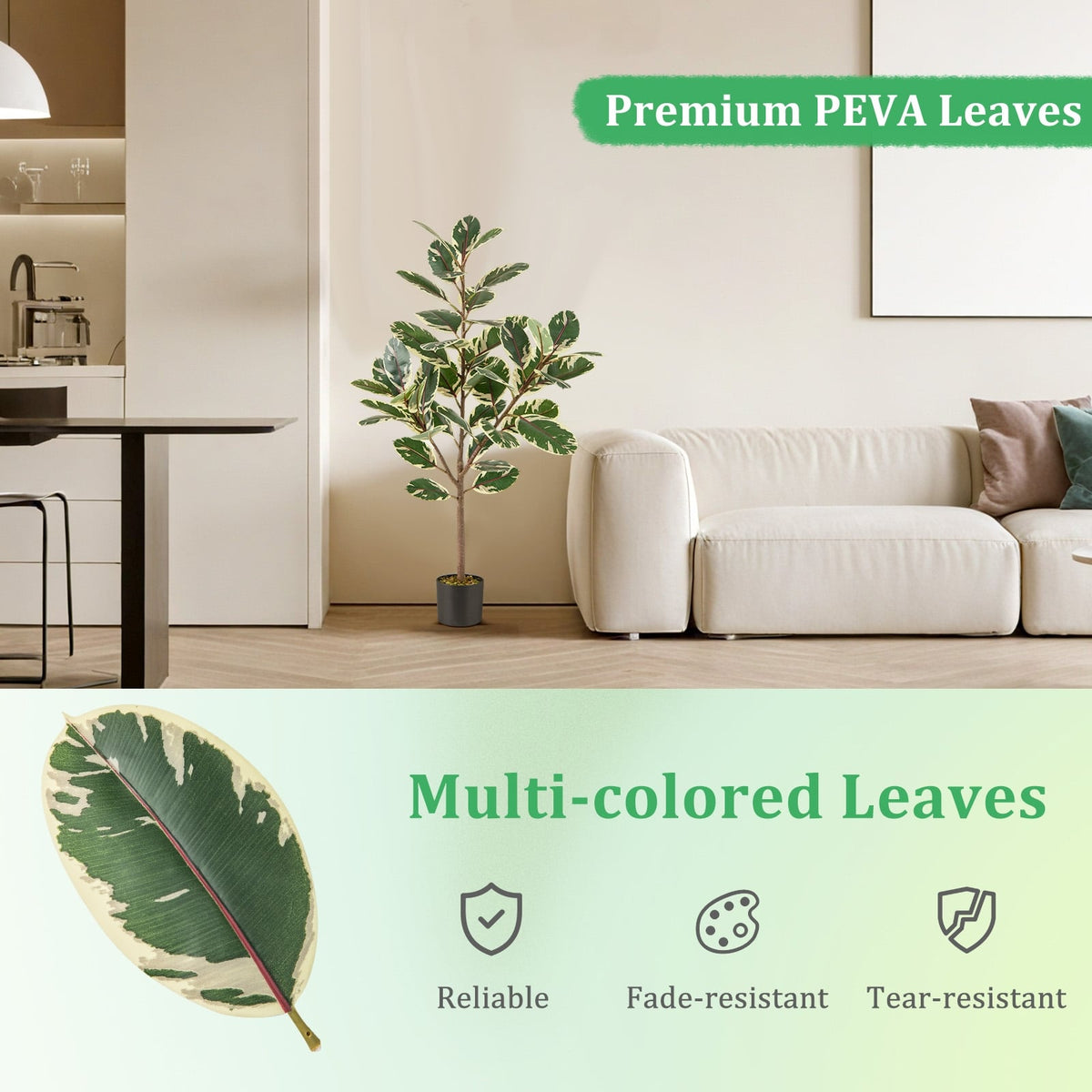 2 Pack 4.3 Feet Tall Artificial Bird of Paradise Plant Fake Banana Leaf-Green-Artificial Plants-DECOROLALA