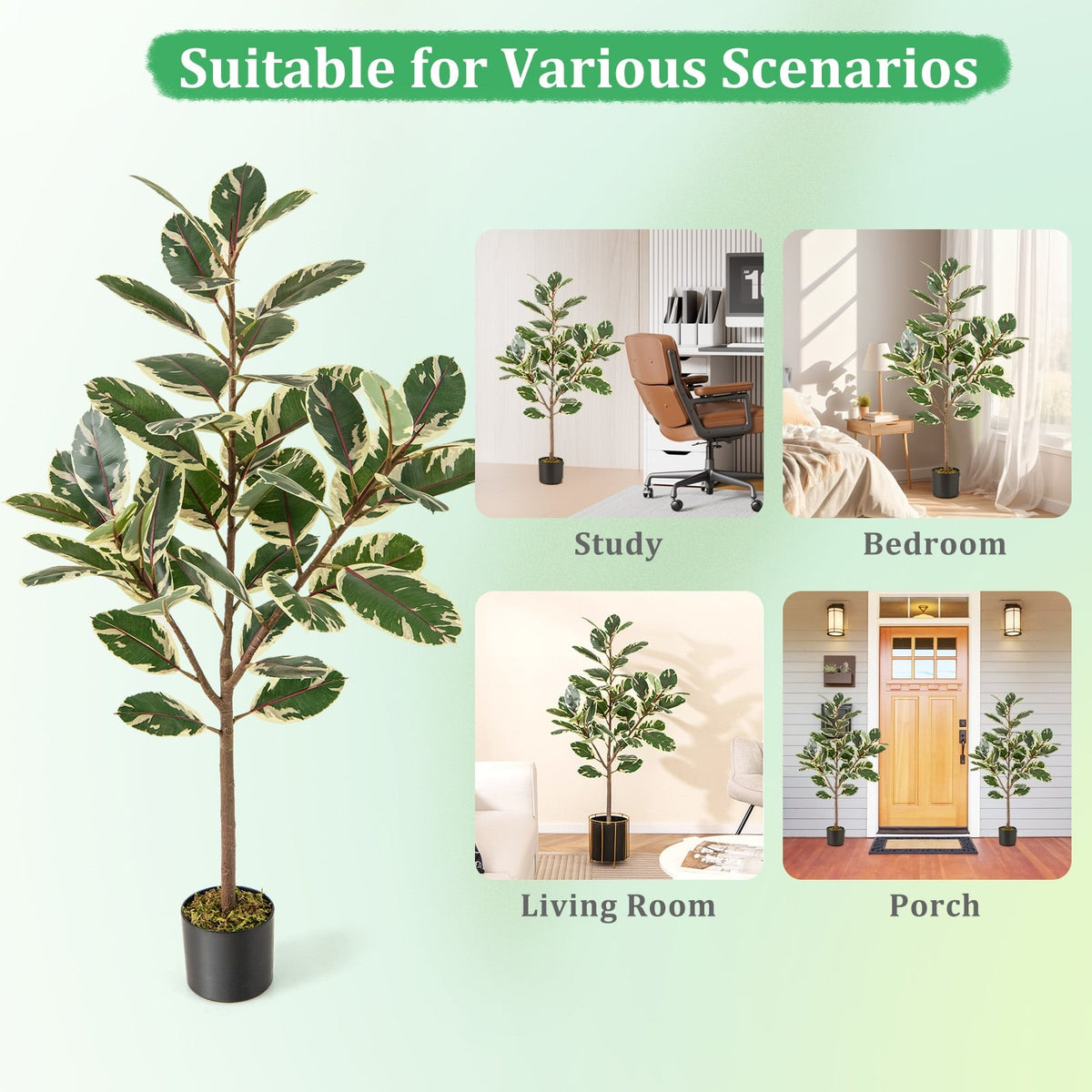 2 Pack 4.3 Feet Tall Artificial Bird of Paradise Plant Fake Banana Leaf-Green-Artificial Plants-DECOROLALA