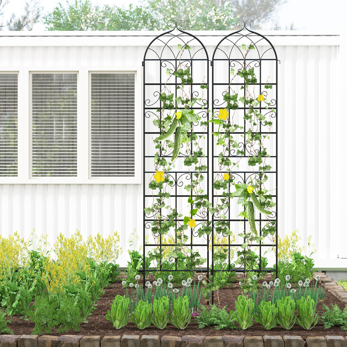 2 Pack 86" x 20" Metal Garden Trellis for Outdoor Climbing Plants-Plant Supports-DECOROLALA
