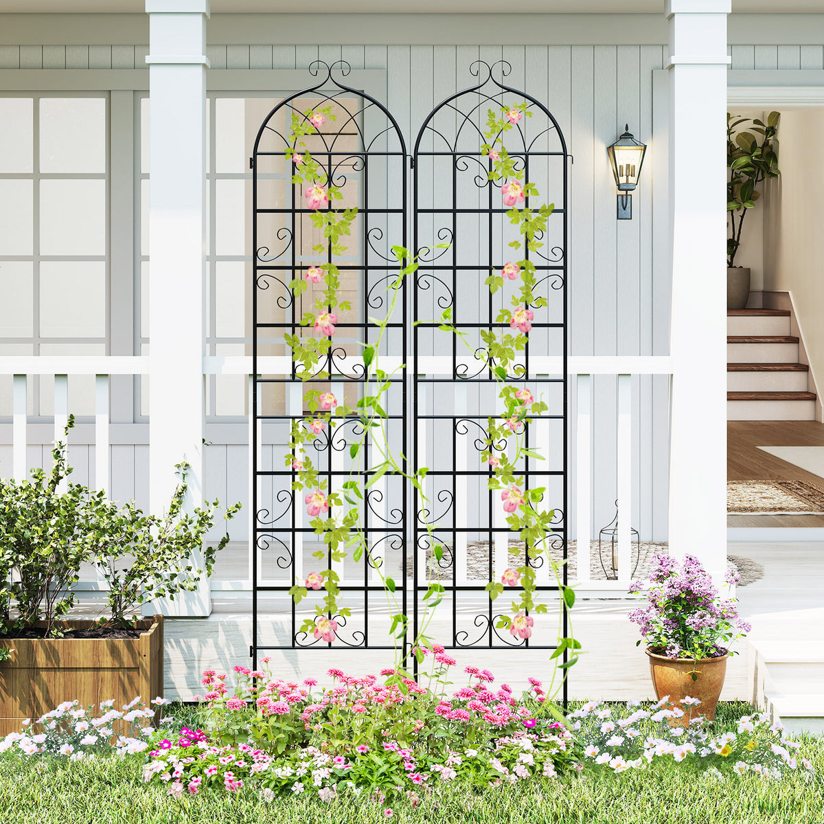 2 Pack 86" x 20" Metal Garden Trellis for Outdoor Climbing Plants-Plant Supports-DECOROLALA