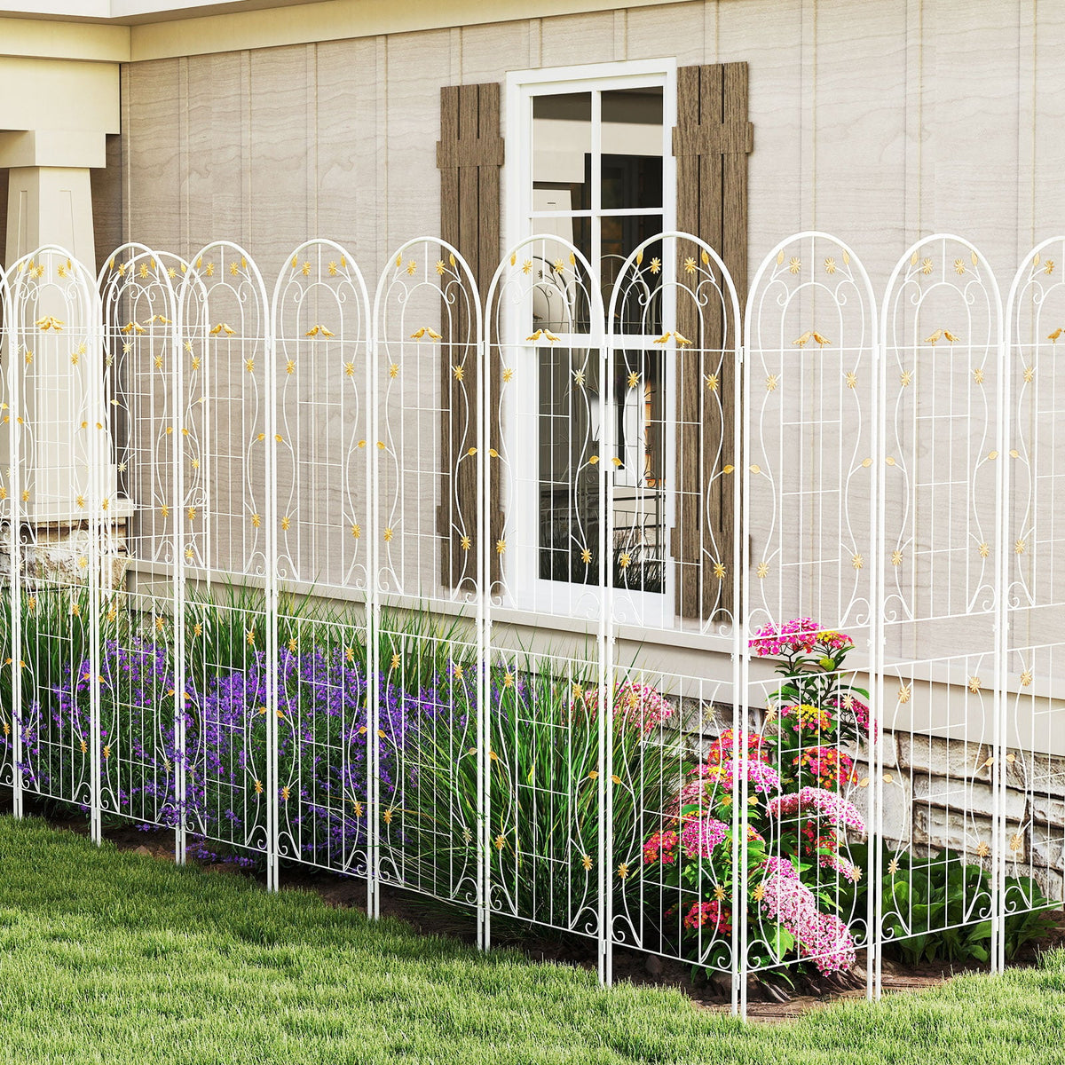 2 Pack 86.5 x 20 Inches Metal Garden Trellis for Climbing Plants-White-Plant Supports-DECOROLALA