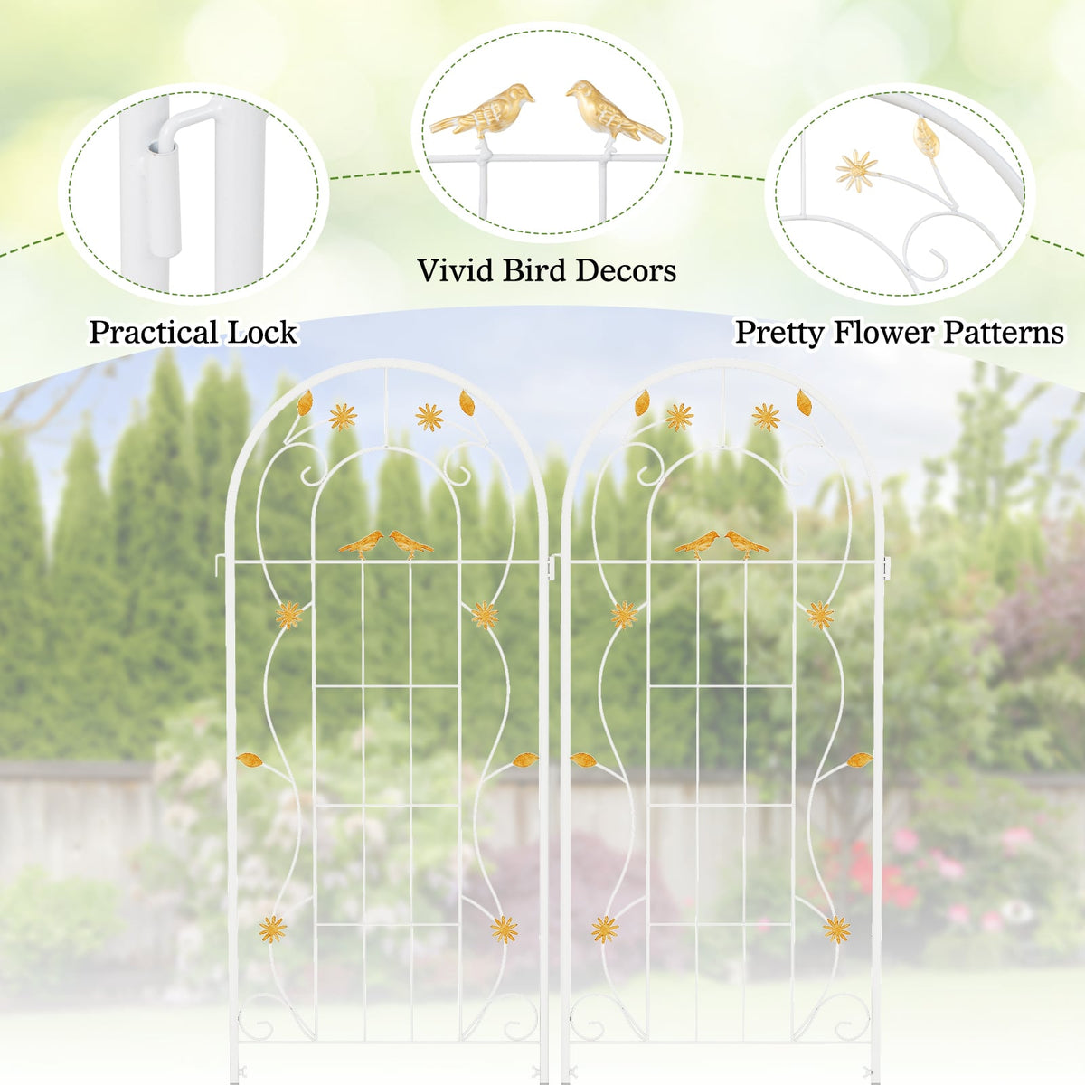 2 Pack 86.5 x 20 Inches Metal Garden Trellis for Climbing Plants-White-Plant Supports-DECOROLALA
