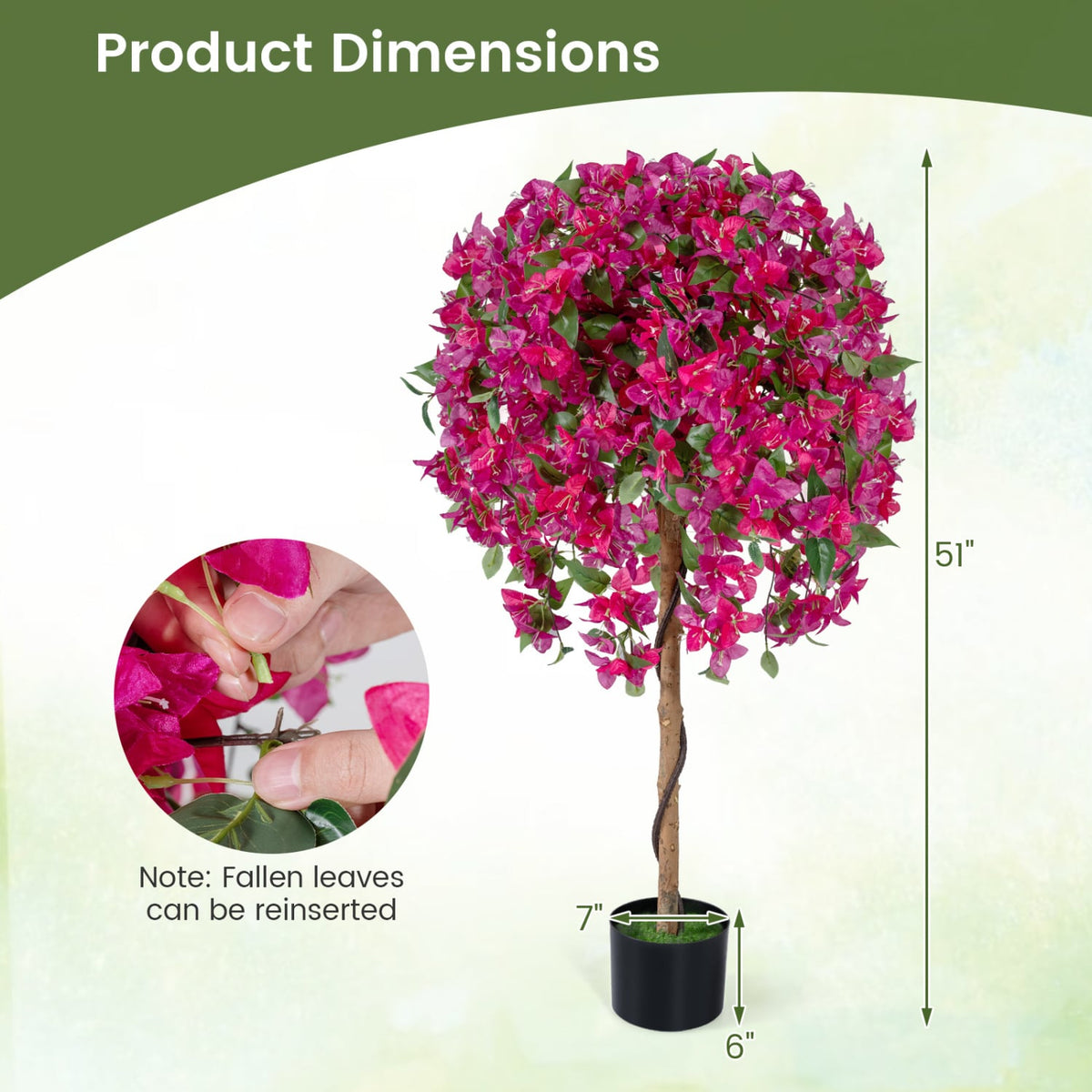 2 Pack Artificial Azalea Trees Faux Floral Plants with Vivid Blooming Flowers-Artificial Plants-DECOROLALA