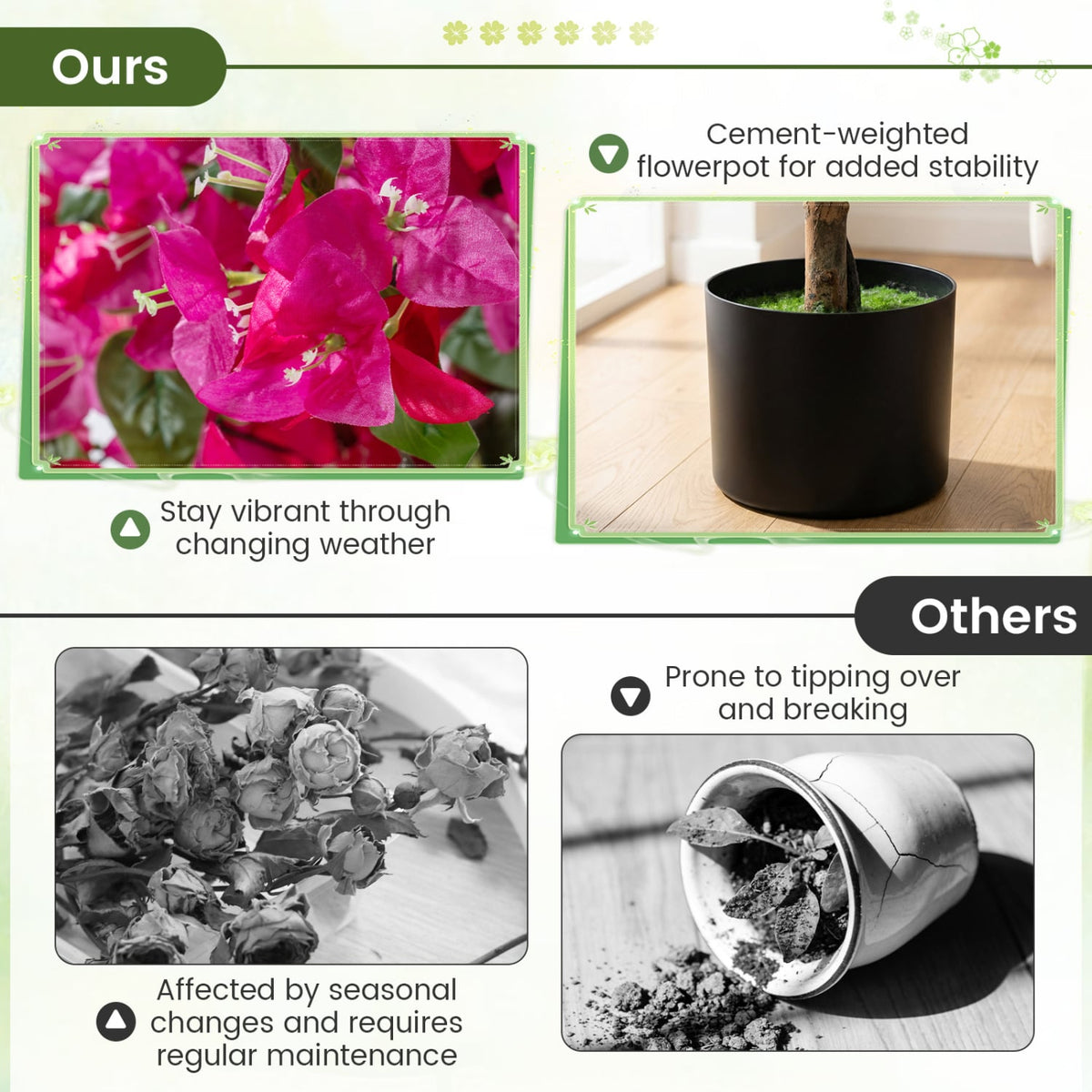 2 Pack Artificial Azalea Trees Faux Floral Plants with Vivid Blooming Flowers-Artificial Plants-DECOROLALA
