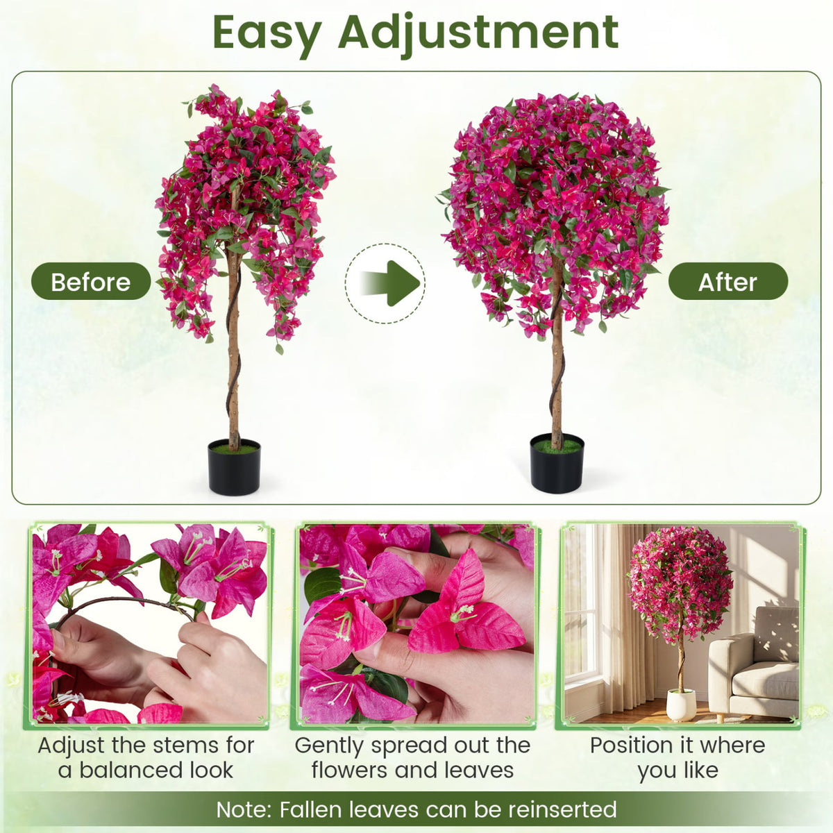 2 Pack Artificial Azalea Trees Faux Floral Plants with Vivid Blooming Flowers-Artificial Plants-DECOROLALA