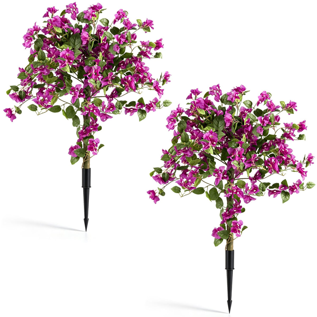 2 Pack Artificial Bougainvillea Trees with Ground Spike and PE Trunks for Porch-Artificial Plants-DECOROLALA