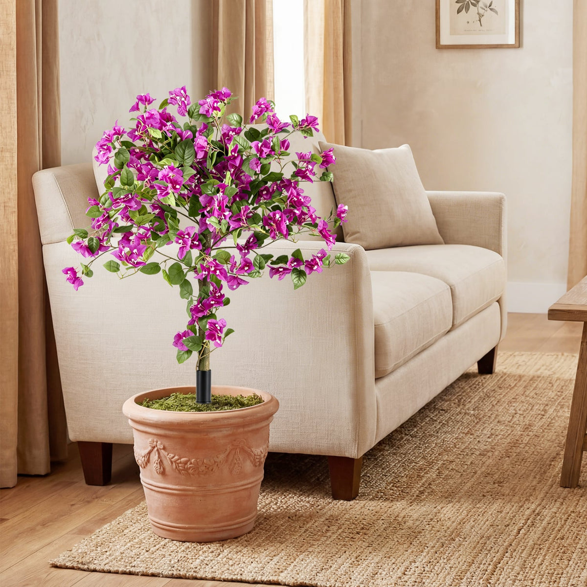 2 Pack Artificial Bougainvillea Trees with Ground Spike and PE Trunks for Porch-Artificial Plants-DECOROLALA