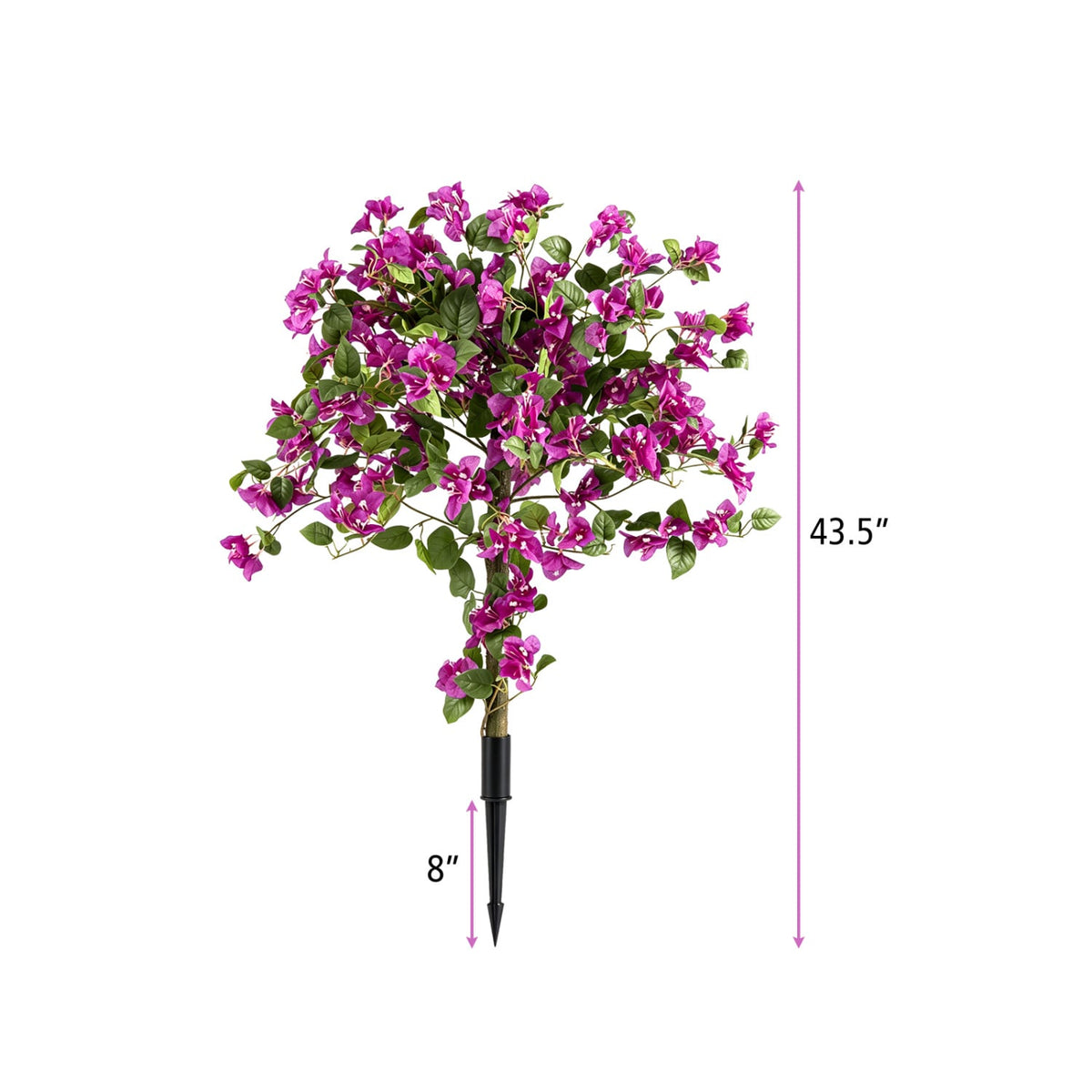 2 Pack Artificial Bougainvillea Trees with Ground Spike and PE Trunks for Porch-Artificial Plants-DECOROLALA