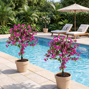 2 Pack Artificial Bougainvillea Trees with Ground Spike and PE Trunks for Porch-Artificial Plants-DECOROLALA