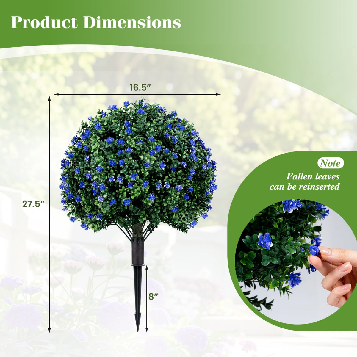 2 Pack Artificial Camellia Boxwood Topiary Ball Trees 27.5 Inches Faux Floral Shrubs-Artificial Plants-DECOROLALA