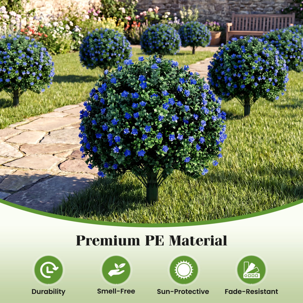 2 Pack Artificial Camellia Boxwood Topiary Ball Trees 27.5 Inches Faux Floral Shrubs-Artificial Plants-DECOROLALA