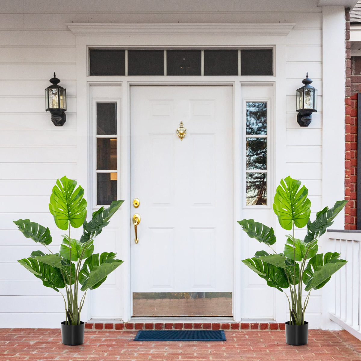 2 Pack Artificial Monstera Deliciosa Tree with 10 Leaves of Different Sizes-Artificial Plants-DECOROLALA