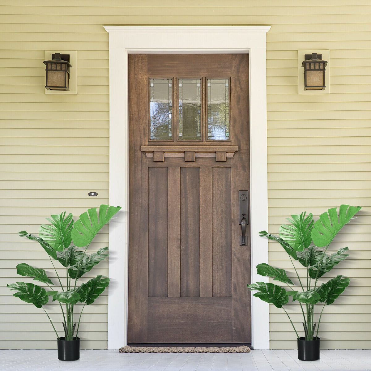 2 Pack Artificial Monstera Deliciosa Tree with 10 Leaves of Different Sizes-Artificial Plants-DECOROLALA