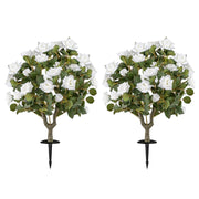 2 Pack Artificial Rose Flower Trees with Spikes and 18 White Flowers-White-Artificial Plants-DECOROLALA