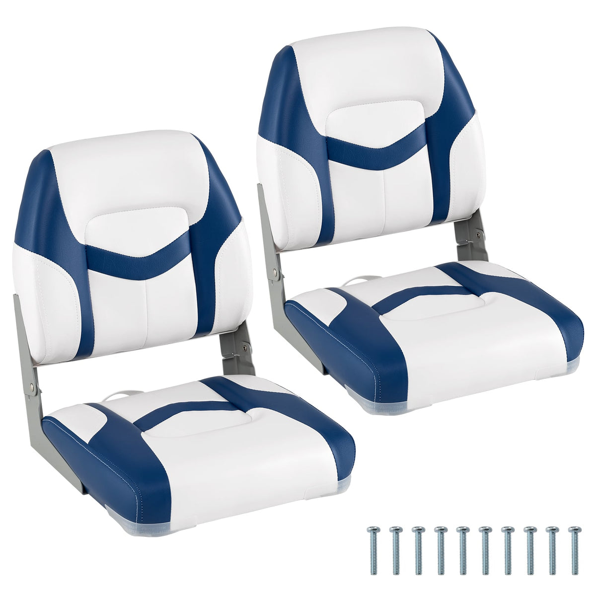 2-Pack Boat Seats with Fixing Bolts and Hinges-Blue-Surfing-DECOROLALA