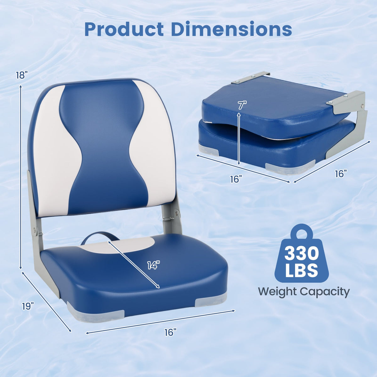 2-Pack Boat Seats with Thick Sponge Padding-Blue-Surfing-DECOROLALA