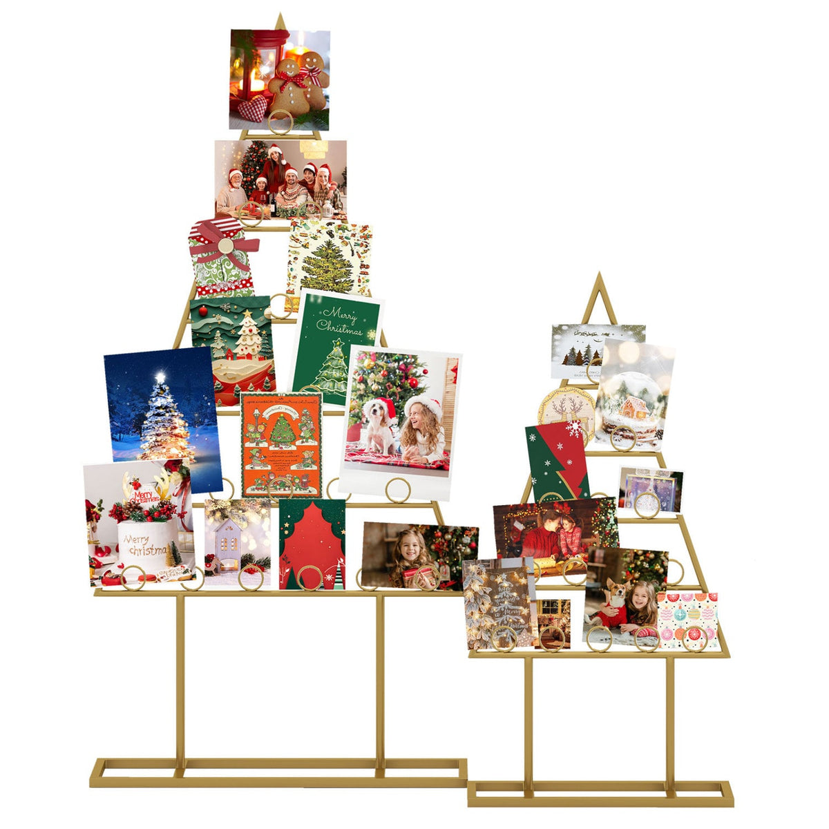 2 Pack Christmas Tree Photo Holder with 36 Round Clips and Metal Hanging Rack-Gloden-Christmas Decorations & Accessories-DECOROLALA