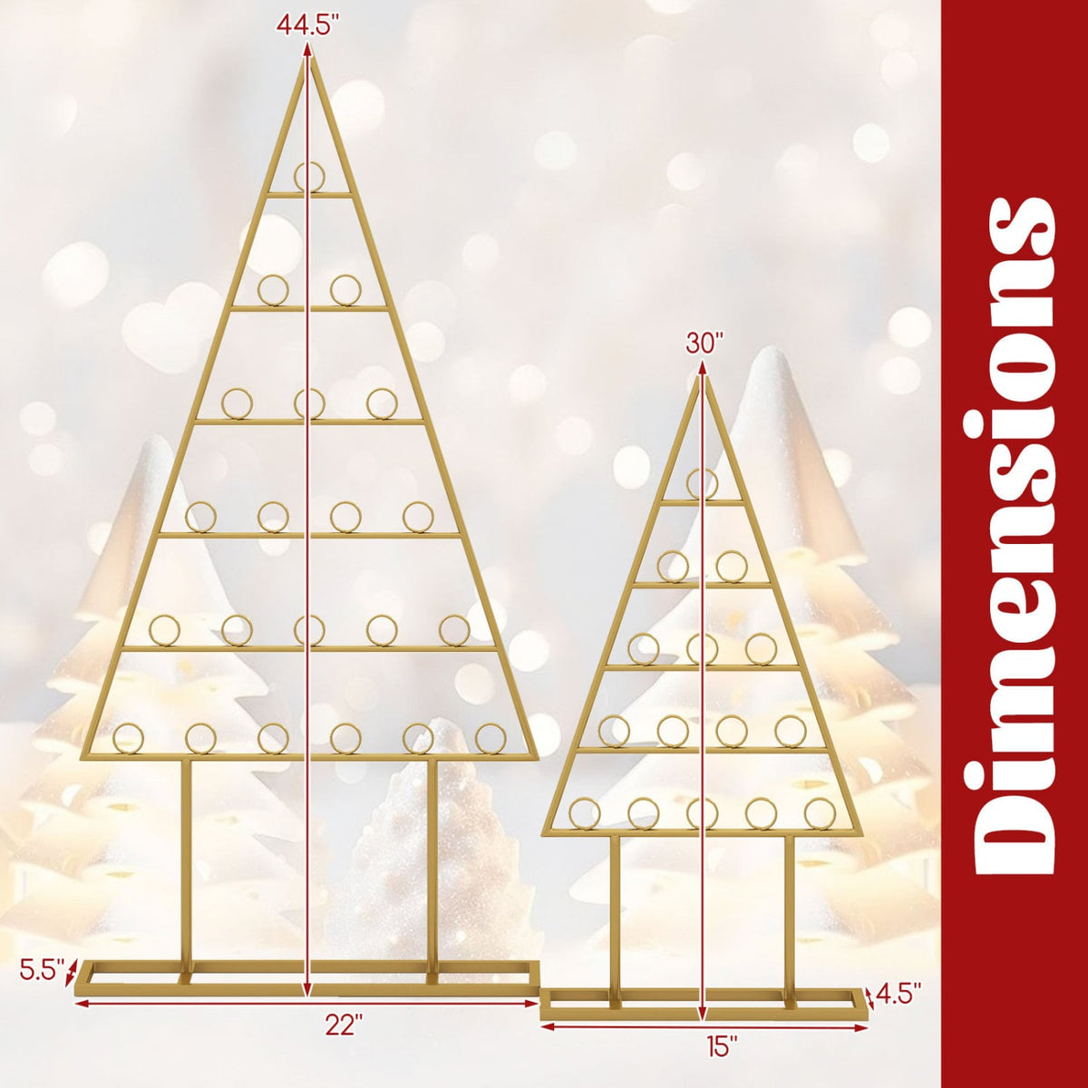 2 Pack Christmas Tree Photo Holder with 36 Round Clips and Metal Hanging Rack-Gloden-Christmas Decorations & Accessories-DECOROLALA