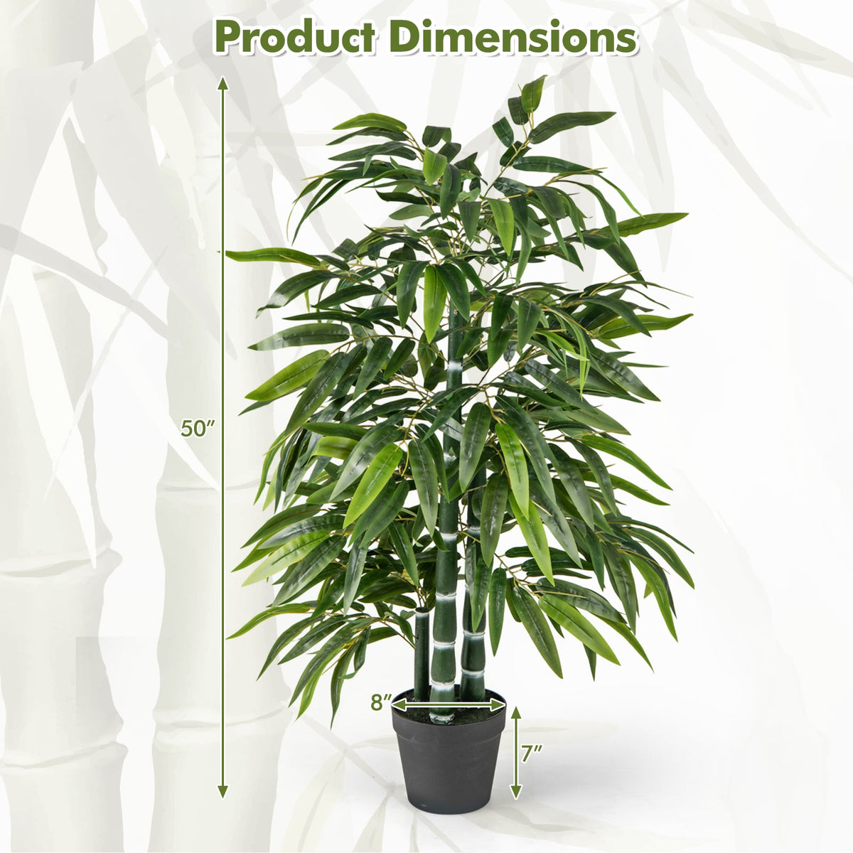2 Pack Fake Bamboo Leave Tree with 3 PE Bamboo Trunk-Green-Artificial Plants-DECOROLALA