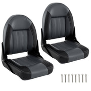 2-Pack Folding High Back Boat Chairs with Sponge Padding and Fixing Bolts-Black-Surfing-DECOROLALA