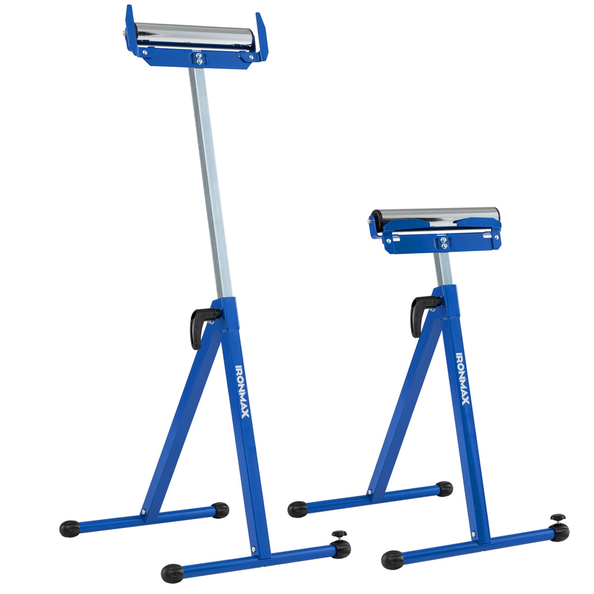 2-Pack Folding Roller Stands Portable Outfeed Supports with Adjustable Height-Blue-Garages-DECOROLALA