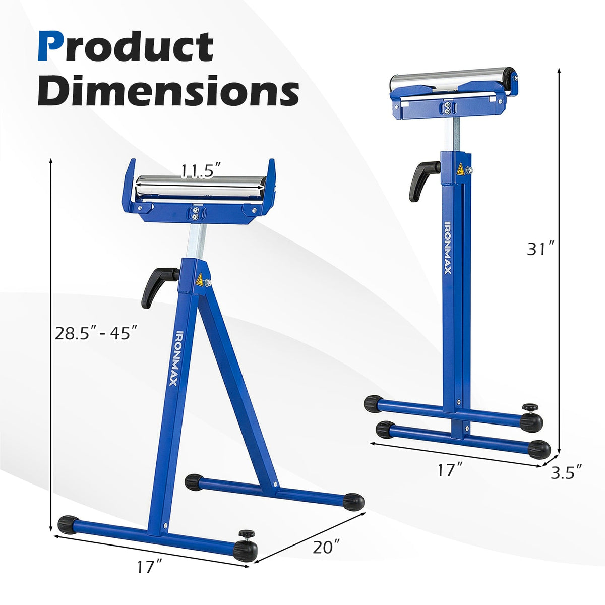 2-Pack Folding Roller Stands Portable Outfeed Supports with Adjustable Height-Blue-Garages-DECOROLALA