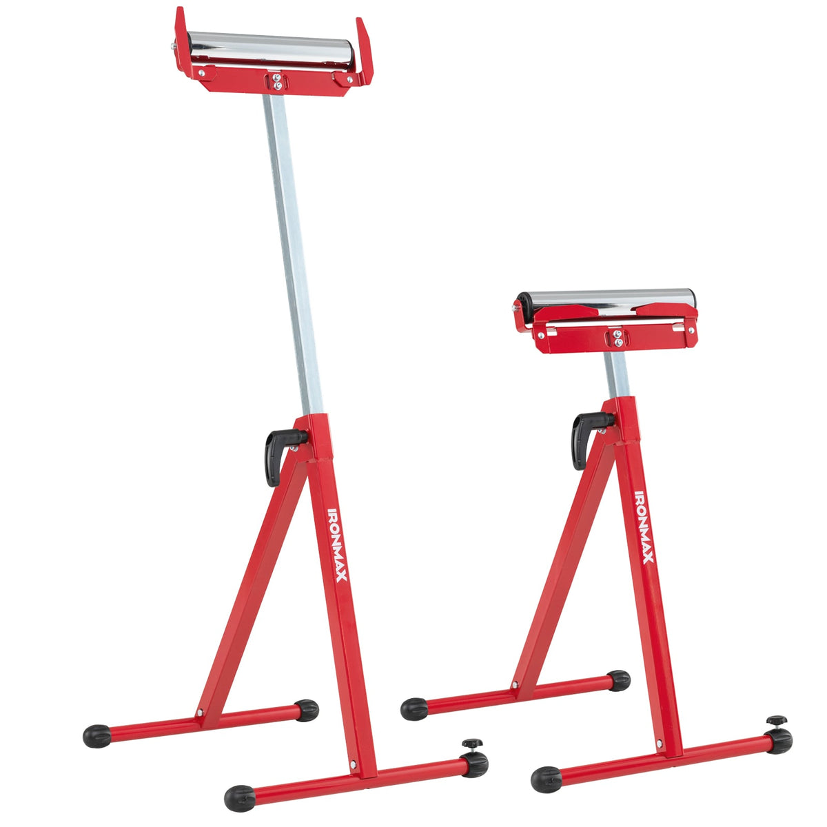 2-Pack Folding Roller Stands Portable Outfeed Supports with Adjustable Height-Red-Garages-DECOROLALA