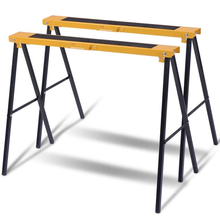 2 Pack Heavy Duty Sawhorse with Steel Folding Legs-Garages-DECOROLALA