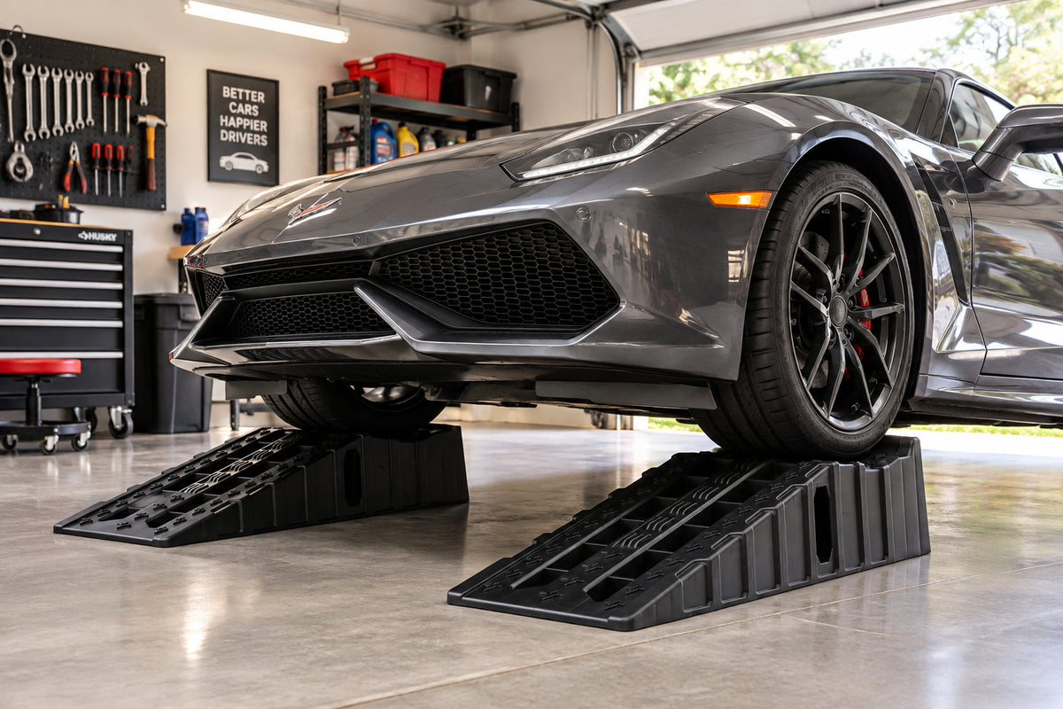 2-Pack Portable Car Ramps 22000 lbs GVW Capacity - Black-Garages-DECOROLALA
