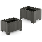 2 Pack Rectangular Planter Box with Drainage Gaps for Front Porch Garden Balcony-Gray-Raised Garden Beds-DECOROLALA