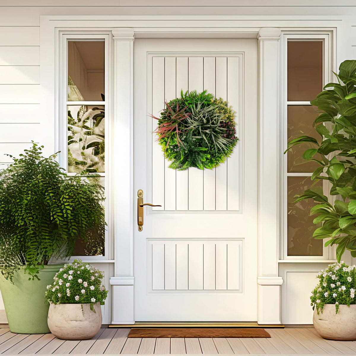 2 Pack Square Framed Artificial Foliage Wall Art-Artificial Plants-DECOROLALA