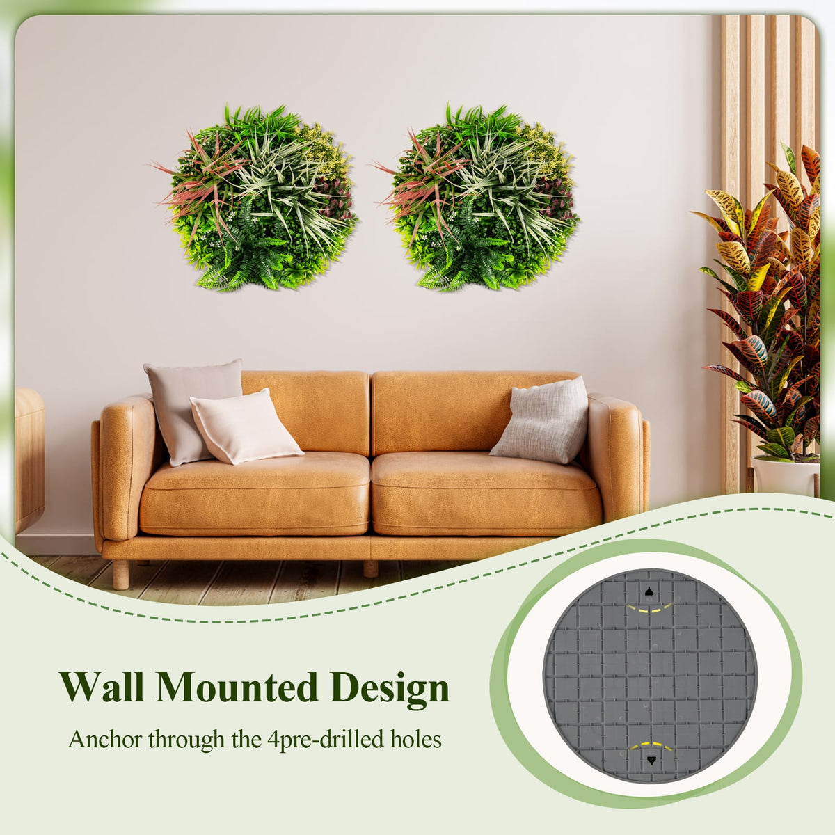2 Pack Square Framed Artificial Foliage Wall Art-Artificial Plants-DECOROLALA