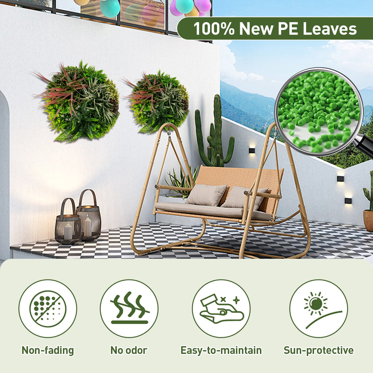 2 Pack Square Framed Artificial Foliage Wall Art-Artificial Plants-DECOROLALA