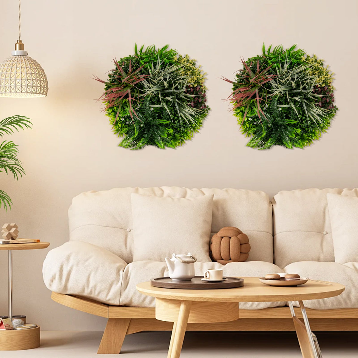2 Pack Square Framed Artificial Foliage Wall Art-Artificial Plants-DECOROLALA