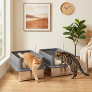 2-Pack XL Stainless Steel High-Sided Litter Box with Scoops-Cats-DECOROLALA