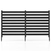 2-Panel Wooden Outdoor Privacy Fence with Ground Stakes-Black-Outdoor Privacy Screens-DECOROLALA