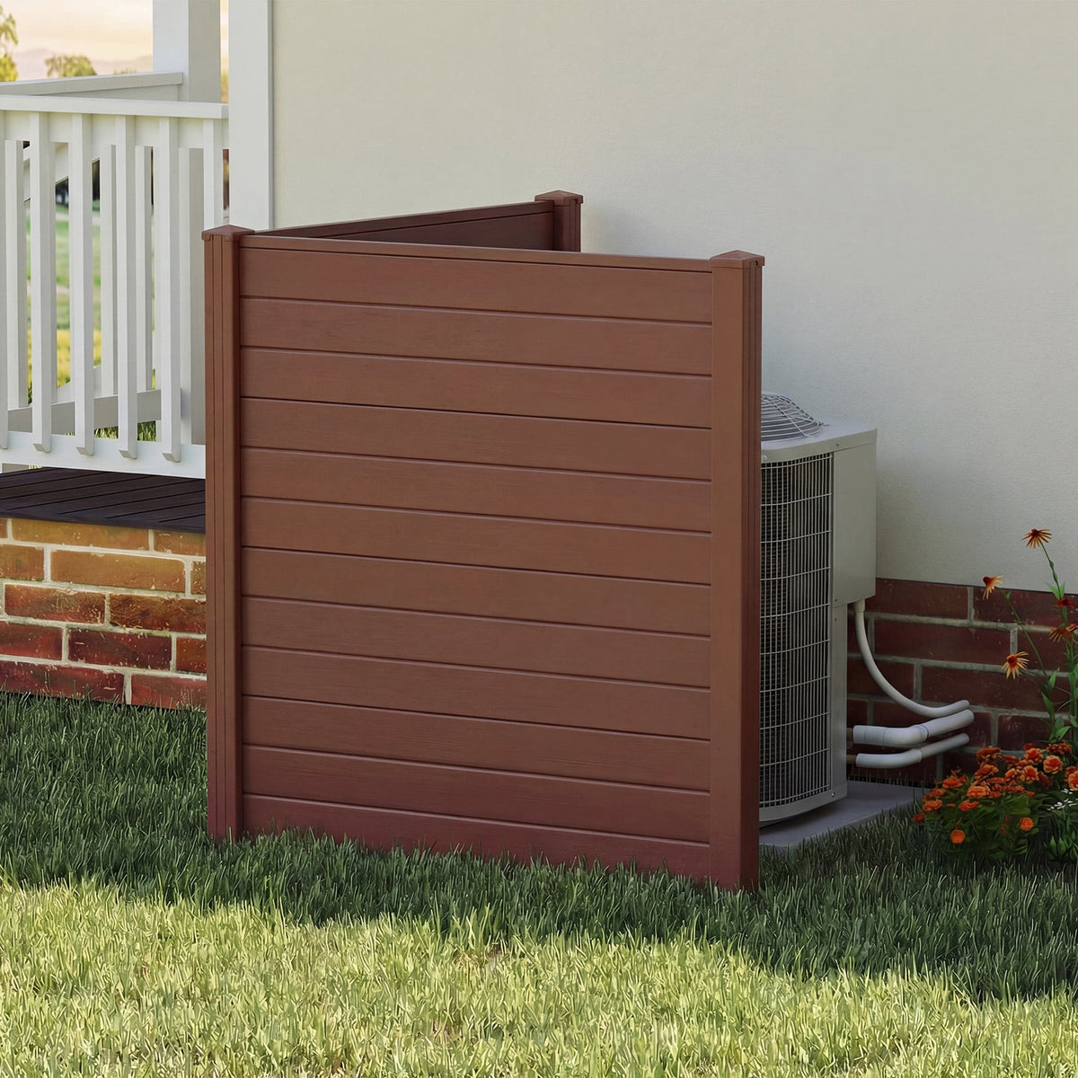 2 Panels 48 x 48 Inch Air Conditioner Trash Can Pool Equipment Enclosure-Brown-Outdoor Privacy Screens-DECOROLALA