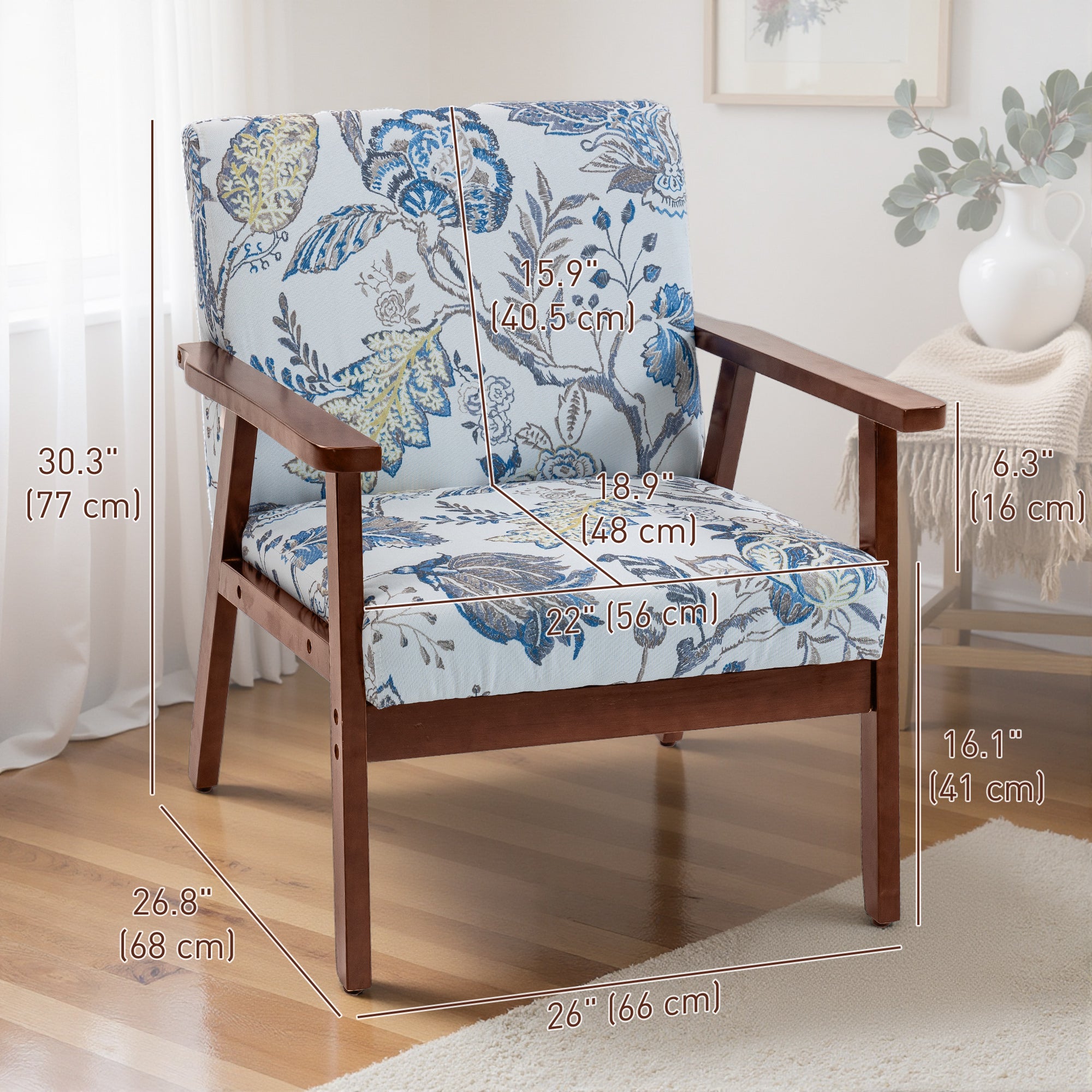 2 Pcs Accent Chairs - Multicolored Linen-Feel Upholstered-DECOROLALA