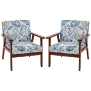 2 Pcs Accent Chairs - Multicolored Linen-Feel Upholstered-DECOROLALA