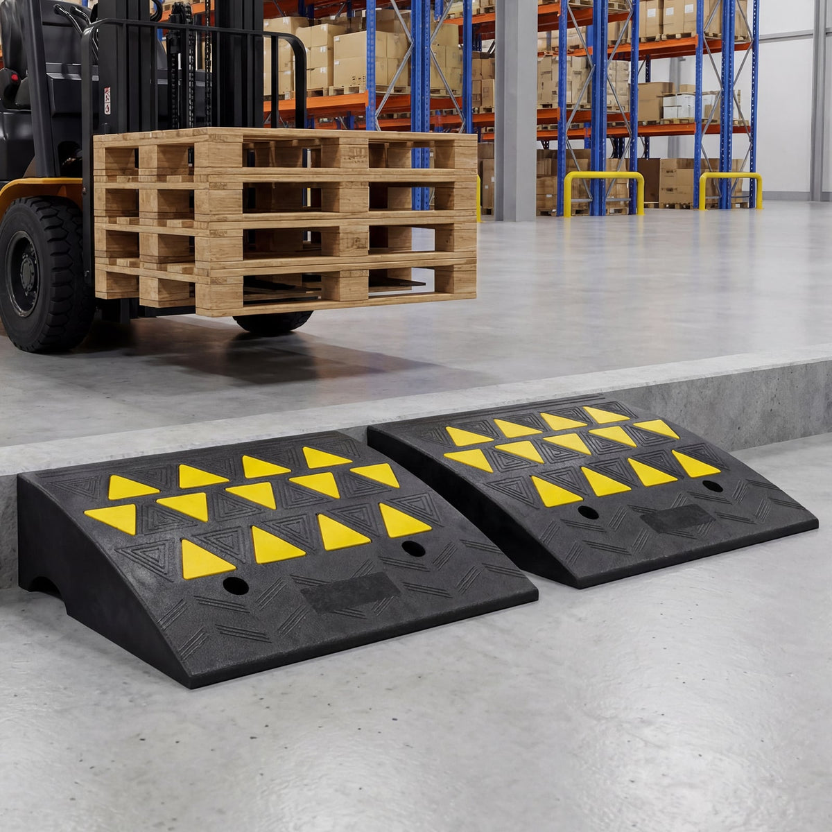 2 Pcs Driveway Threshold Ramps with 5/6 Inch Rise for Medium Trucks-M-Garages-DECOROLALA