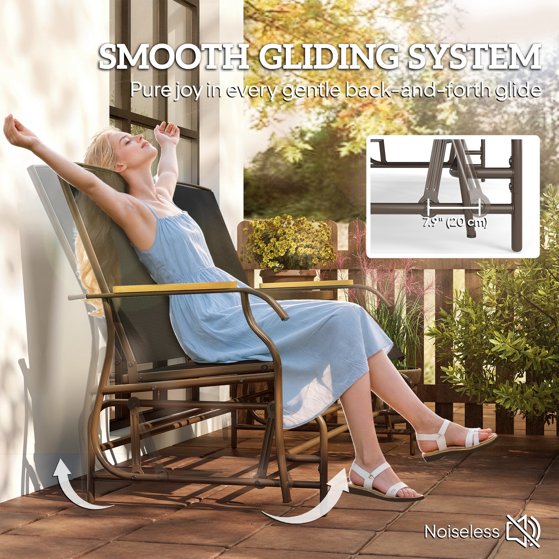 2-Person Glider Bench - Black Mesh-DECOROLALA