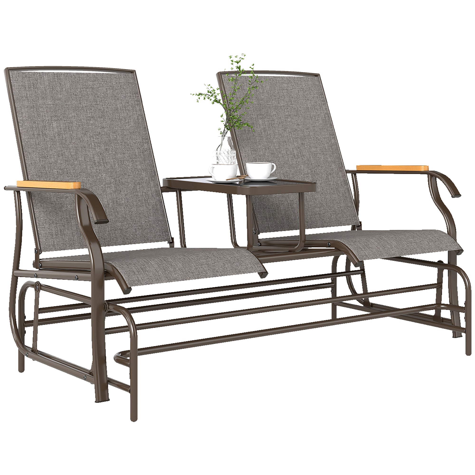 2-Person Glider Bench - Light Mixed Brown Mesh-DECOROLALA