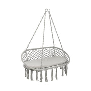 2 Person Hanging Hammock Chair with Cushion Macrame Swing-Gray-Hammocks-DECOROLALA